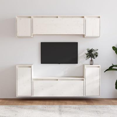 Tv-meubelen 6 st massief grenenhout wit