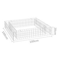 Gabion plantenbak verhoogd 100x100x20 cm gegalvaniseerd staal - thumbnail