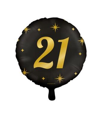 Classy Folieballon 21 Jaar Zwart/Goud (46cm)