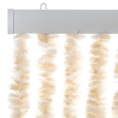 VidaXL Vliegengordijn 90x200 cm chenille beige en wit - thumbnail