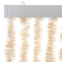 VidaXL Vliegengordijn 90x220 cm chenille beige en wit - thumbnail