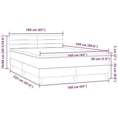 Boxspring met matras fluweel lichtgrijs 160x220 cm