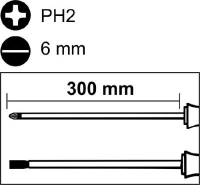 CON:P Set Schroevendraaiers 300Mm Ph2+6Mm - B20704 CON:P Set Schroevendraaiers 300Mm Ph2+6Mm - B20704