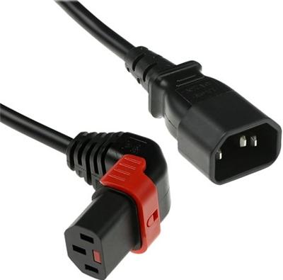 ACT AK5278 Netsnoer C14 - C13 IEC Lock (boven haaks) | Zwart | 3 meter