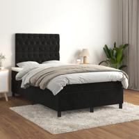 Boxspring met matras fluweel zwart 120x200 cm - thumbnail