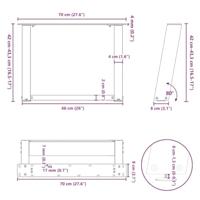 Salontafelpoten 2 st U-vormig 70x(42-43) cm staal zwart - thumbnail
