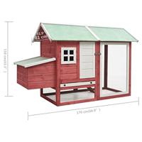 Kippenhok 170x81x110 cm massief grenen- en vurenhout rood - thumbnail
