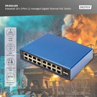 Digitus DN-651159 DN-651159 Industrial Ethernet Switch 16 + 2 poorten 1 GBit/s - thumbnail