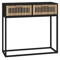 Wandtafel 80x30x75 cm bewerkt hout en ijzer zwart - thumbnail