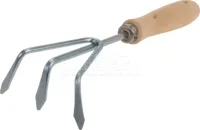 Onkruidkrabber 3-tand Staal en Hout - thumbnail