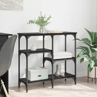 met plank met opslag Zwart eiken 80 x 29 x 75 cm Bewerkt hout met plank met opslag Zwart eiken 80 x 29 x 75 cm Bewerkt hout