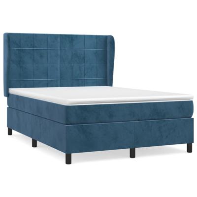 Boxspring met matras fluweel donkerblauw 140x200 cm