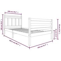 Bedframe massief hout wit 100x200 cm - thumbnail