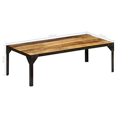 VidaXL Salontafel 110 cm massief ruw mangohout en staal