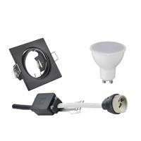 LED Spot Set Vierkant - Inbouw Mat Zwart - GU10 Fitting - 8W Warm Wit 3000K - thumbnail