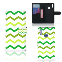 Huawei Y7 (2019) Telefoon Hoesje Zigzag Groen - thumbnail