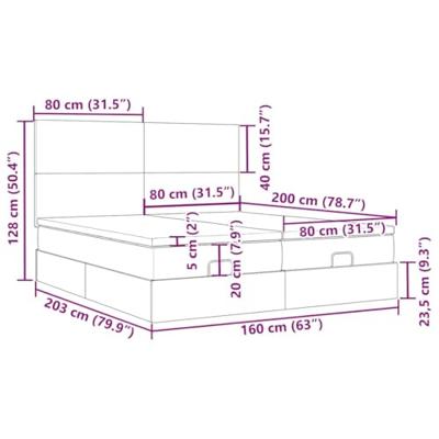 Ottoman bed met matrassen en LED's 160x200cm stof lichtgrijs