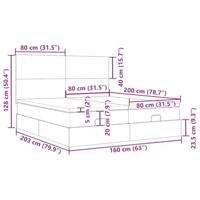 Ottoman bed met matrassen en LED's 160x200cm fluweel lichtgrijs - thumbnail