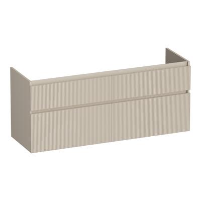 Brauer Delight Wavy - Onderkast - 140 cm - met 4 Softclose Lades Greeploos en 2 Sifon Uitsparingen - Mat Beige