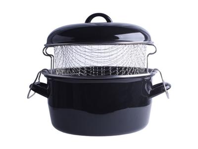 Frituurpan Emaille met Inzet 24 cm Zwart Frituurpan Emaille met Inzet 24 cm Zwart