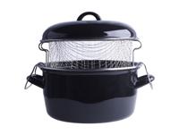 Frituurpan Emaille met Inzet 24 cm Zwart - thumbnail