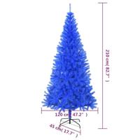 VidaXL Kunstkerstboom met standaard 210 cm pvc blauw - thumbnail
