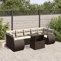 8-delige Loungeset met kussens poly rattan bruin - thumbnail