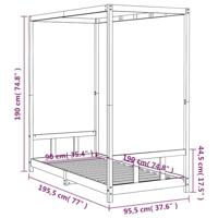 Kinderbedframe 90x190 cm massief grenenhout wit - thumbnail