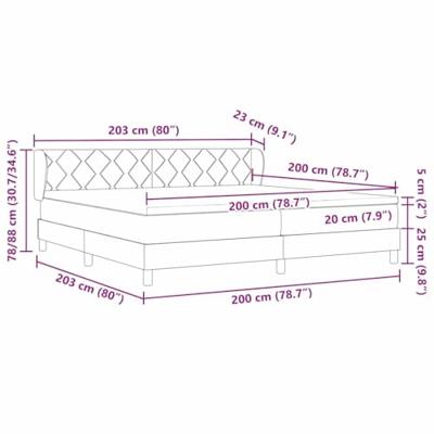 Boxspringbed met matras stof lichtgrijs 200x200 cm