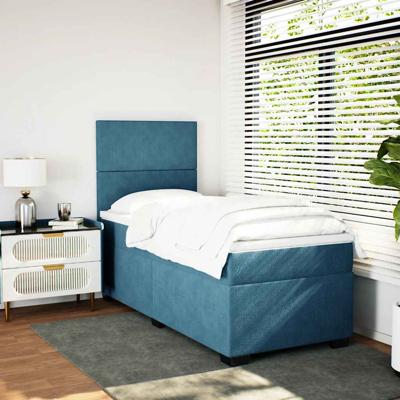 Boxspring met matras fluweel blauw 100x200 cm