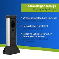 Buitenstopcontact paal kunststof 2 stopcontacten 37cm hoog 2 meter snoer met stekker - thumbnail