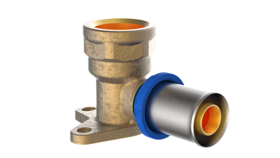 Kirchhoff Messing hoek muurplaat, blank, 20 mm x 1/2"IT, persfitting voor meerlagenbuis - 988722355