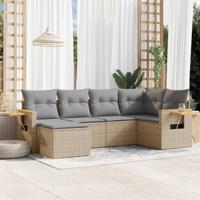 6-delige Loungeset met kussens poly rattan beige - thumbnail