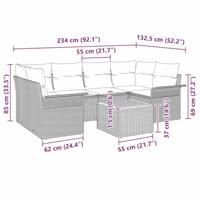 Tuinbankenset met kussen 7 pcs Beige poly rattan - thumbnail