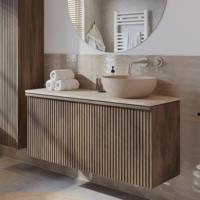 Ben Linea badmeubel incl. beige betonnen waskom rechts 120x45x71cm eiken grijs - thumbnail