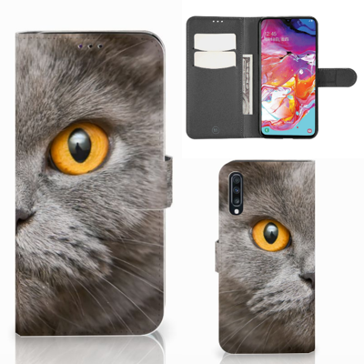 Telefoonhoesje | Met pasjeshouder | Samsung Galaxy A70 Britse Korthaar Telefoonhoesje | Met pasjeshouder | Samsung Galaxy A70 Britse Korthaar