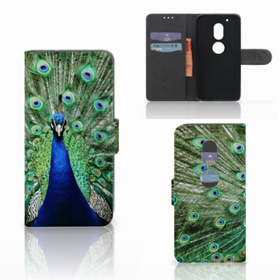 Motorola Moto G4 Play Telefoonhoesje met Pasjes Pauw Motorola Moto G4 Play Telefoonhoesje met Pasjes Pauw