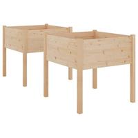 VidaXL Plantenbakken 2 st 70x70x70 cm massief grenenhout - thumbnail