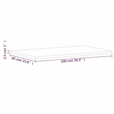Tafelblad rechthoekig 100x60x2,5 cm massief beukenhout
