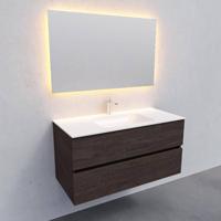 Badkamermeubel Solid Surface BWS Oslo 100x46 cm Midden Wood Dark Brown (met 1 kraangat) - thumbnail