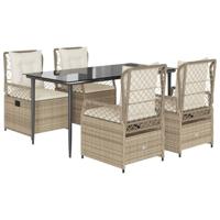 5-delige Tuinset met kussens poly rattan beige - thumbnail