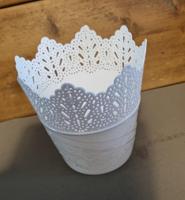 Bloempot PARIJS rond 14,5 cm Wit set van 2 stuks - thumbnail