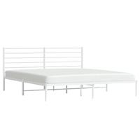 Bedframe met hoofdbord metaal wit 200x200 cm - thumbnail