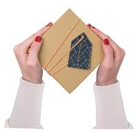 Folia dozen voor decoratie, vierkant, uit karton, pak van 12 stuks in geassorteerde maten, bruin - thumbnail