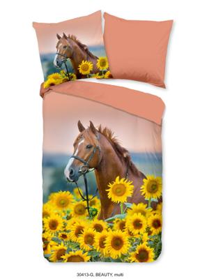 Good Morning Kinderdekbedovertrek "paard met zonnebloemen" - Multi - (140x200/220 cm) - Katoen
