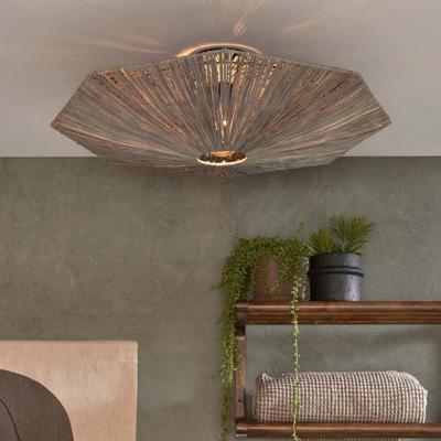 GOOD&MOJO Plafondlamp 'Panama' Raffia, 65cm, kleur Grijs GOOD&MOJO Plafondlamp 'Panama' Raffia, 65cm, kleur Grijs