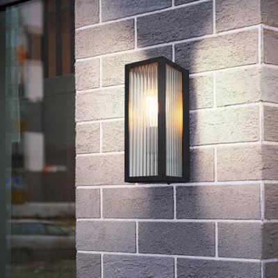 Globo Zwarte wandlampGundula geribbeld glas - 31980