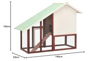 Konijnenhok 140x63x120 cm massief vurenhout mokka en wit - thumbnail