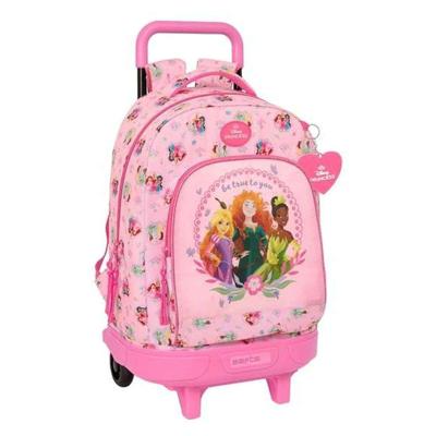 Schoolrugzak met Wielen Disney Princess Roze 33 x 45 x 22 cm