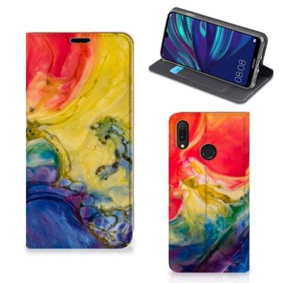 Bookcase Huawei Y7 hoesje Y7 Pro (2019) Watercolor Dark Bookcase Huawei Y7 hoesje Y7 Pro (2019) Watercolor Dark